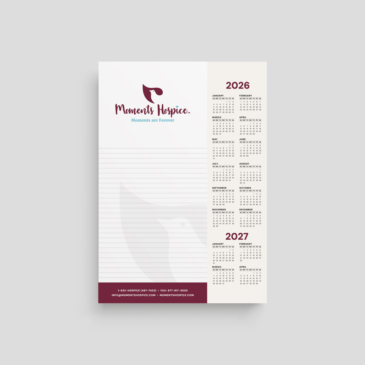 2026 Calendar Notepad